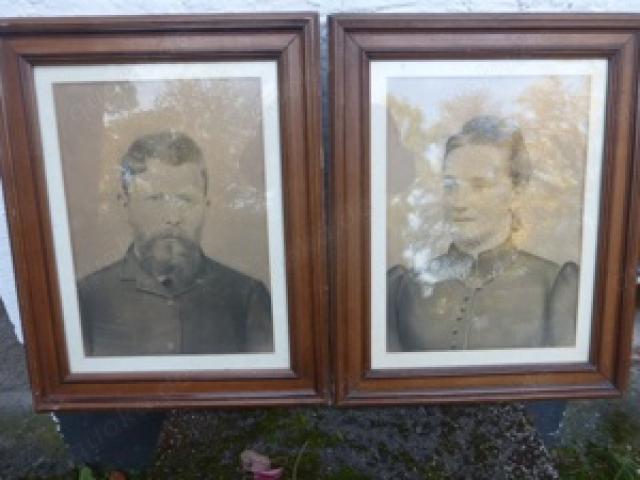 Alte Photografien in antiken Holz Rahmen   Familie Schreiber um 1900 - 1